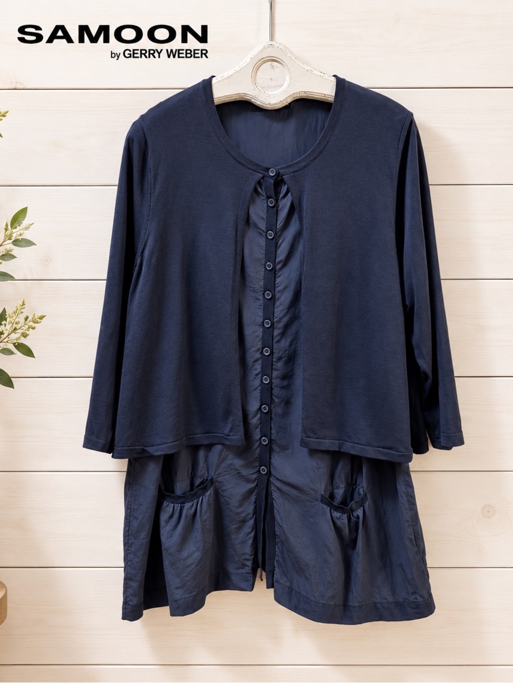 SAMOON Navy Blue Layered Tunic Top Estimated Size XL